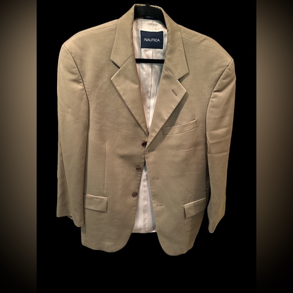 Nautica Sport Coat Tan 100% Wool 3‎ Button Sz 38S Excellent - Picture 1 of 4